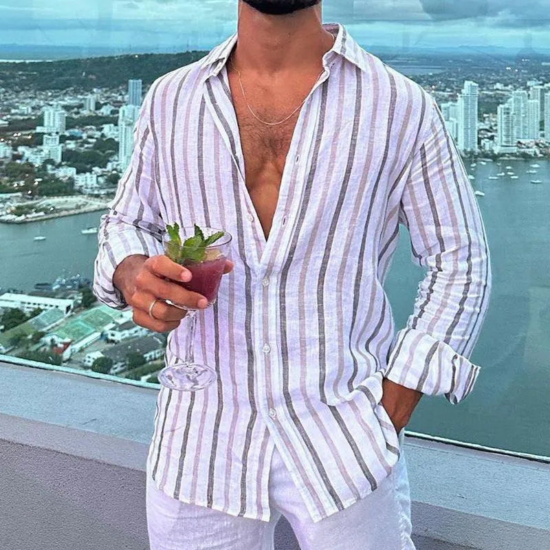 Men's Casual Retro Striped Long Sleeve Shirt 34773047TO sold by Manly product image thumbnail 2