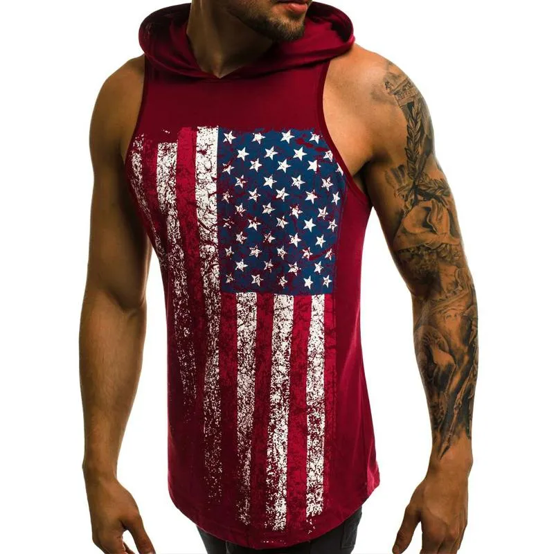 Men's Casual Sports Flag Print Hooded Tank Top 87457189Y sold by Manly product image thumbnail 4