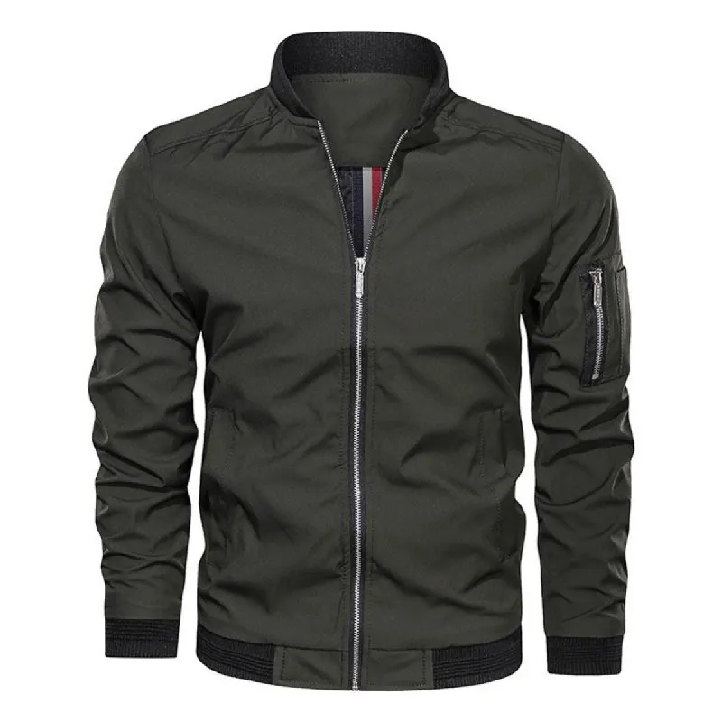 Men's Stand Collar Solid Multi-pocket Jacket 49729222Z sold by Manly