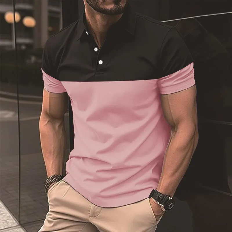 Men's Casual Color Block Slim Fit Lapel Short Sleeve Polo Shirt 04840120M sold by Manly product image thumbnail 4