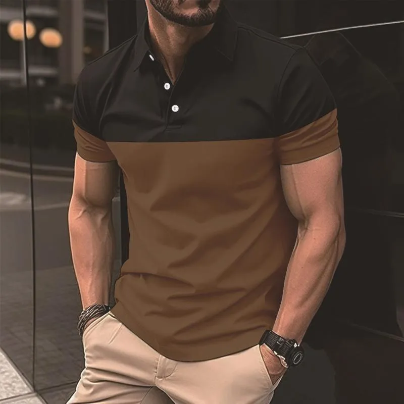 Men's Casual Color Block Slim Fit Lapel Short Sleeve Polo Shirt 04840120M sold by Manly product image thumbnail 3