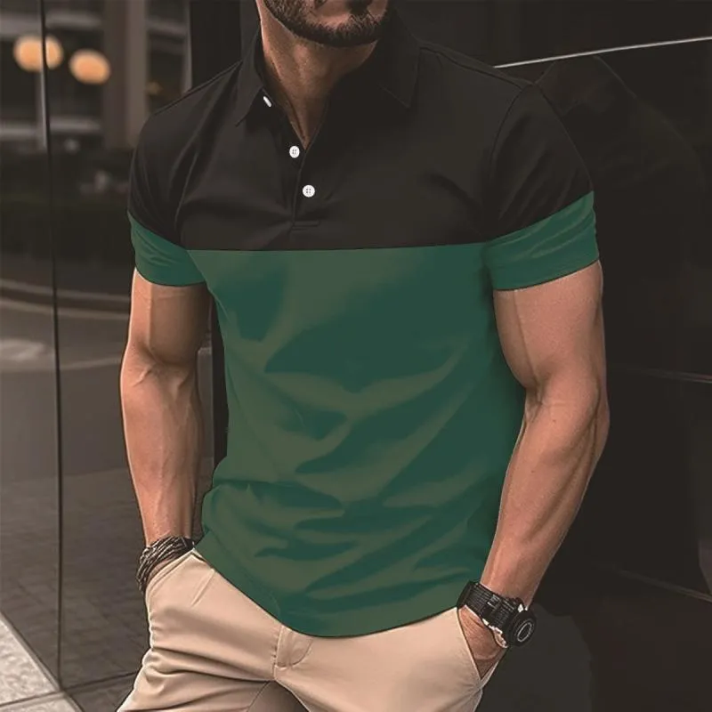Men's Casual Color Block Slim Fit Lapel Short Sleeve Polo Shirt 04840120M sold by Manly product image thumbnail 2