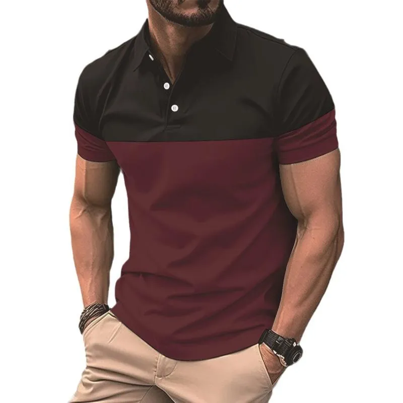 Men's Casual Color Block Slim Fit Lapel Short Sleeve Polo Shirt 04840120M sold by Manly