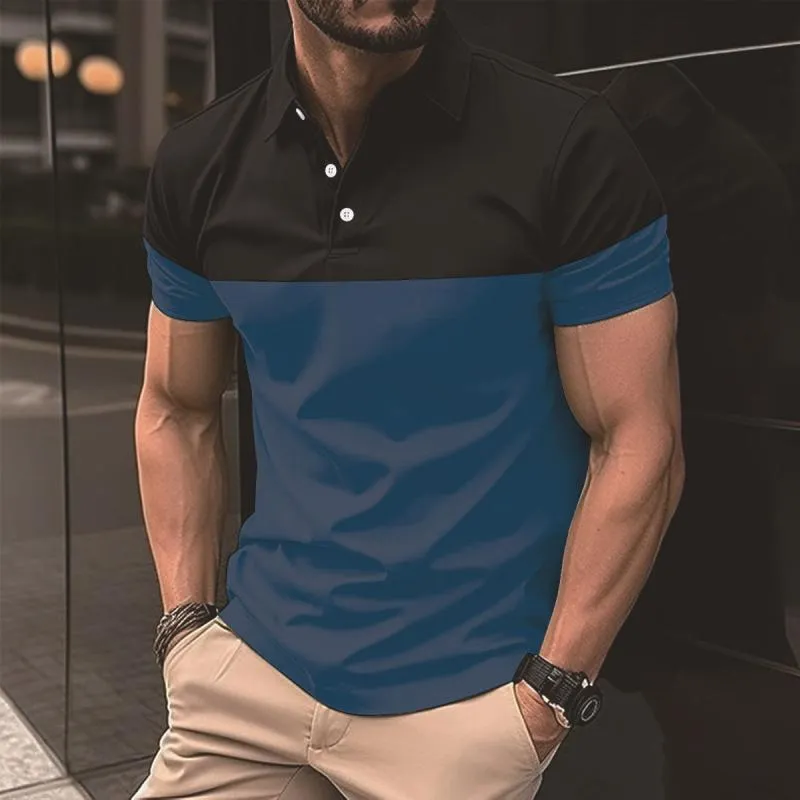 Men's Casual Color Block Slim Fit Lapel Short Sleeve Polo Shirt 04840120M sold by Manly product image thumbnail 5