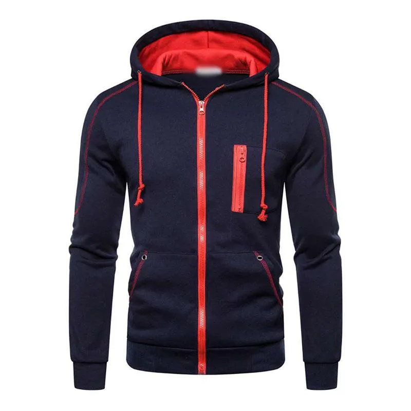 Men's Casual Color Block Zip Long Sleeve Sports Hoodie 67415663M sold by Manly product image thumbnail 3