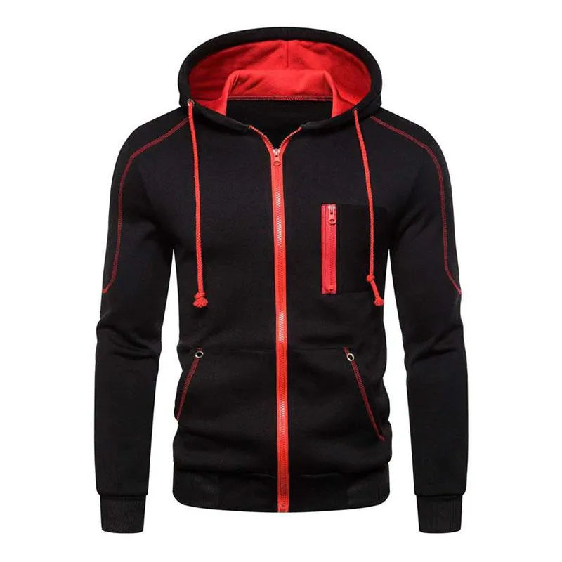 Men's Casual Color Block Zip Long Sleeve Sports Hoodie 67415663M sold by Manly