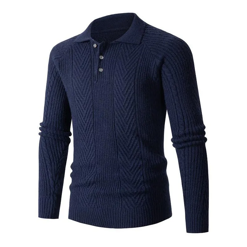Men's Casual Slim Lapel Jacquard Knit Sweater 20407598M sold by Manly product image thumbnail 2