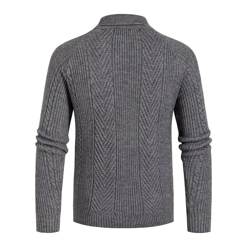 Men's Casual Slim Lapel Jacquard Knit Sweater 20407598M sold by Manly product image thumbnail 4