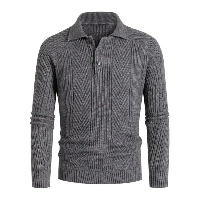 Men's Casual Slim Lapel Jacquard Knit Sweater 20407598M sold by Manly
