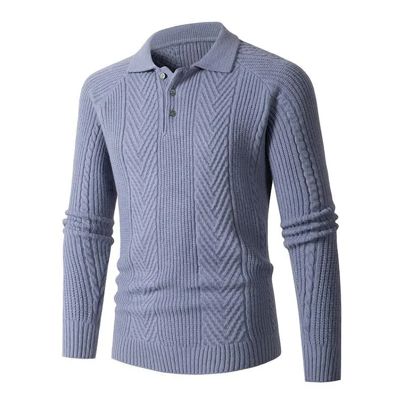 Men's Casual Slim Lapel Jacquard Knit Sweater 20407598M sold by Manly product image thumbnail 3