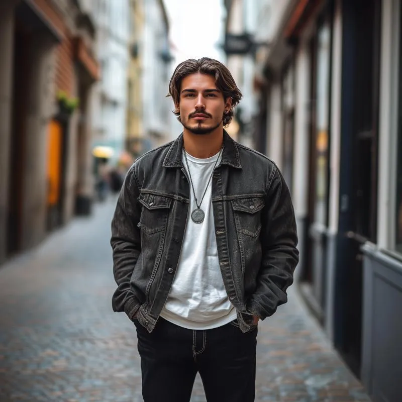 Men's Vintage Washed Lapel Single Breasted Denim Jacket 51246620M sold by Manly product image thumbnail 4