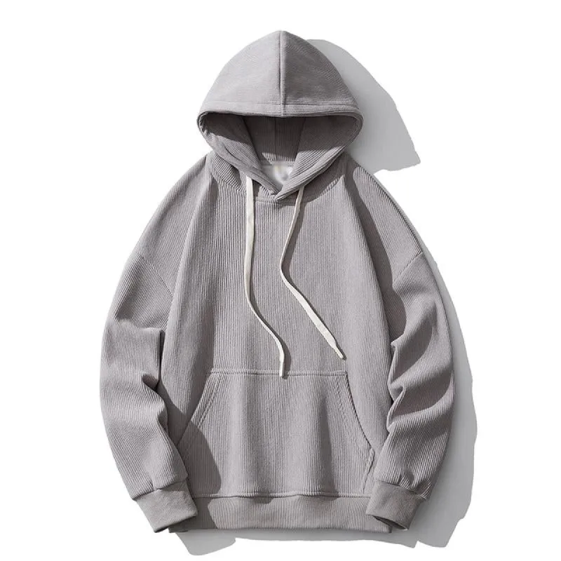 Men's Casual Solid Color Corduroy Loose Long Sleeve Hoodie 33125999M sold by Manly
