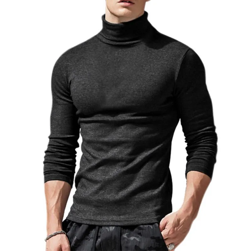 Men's Casual Turtleneck Solid Color T-Shirt 05847555M sold by Manly