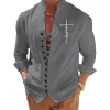 Men's Cotton Linen Long Sleeve Solid Color Stand Collar Casual Shirt 38142326X sold by Manly