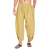 Men's Casual Drawstring Cotton Linen Loose Harem Pants 54003103M sold by Manly