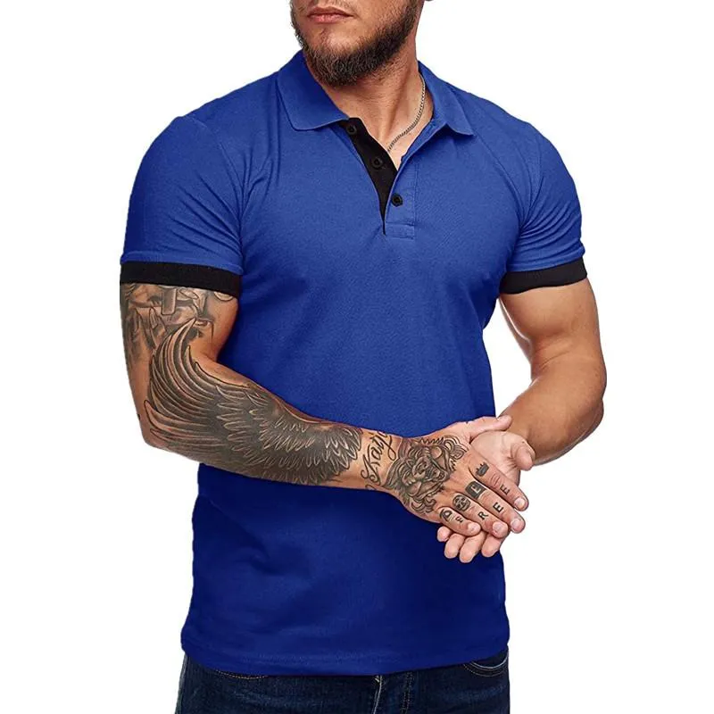 Men's Colorblock Lapel Short Sleeve Casual Polo Shirt 67494980Z sold by Manly