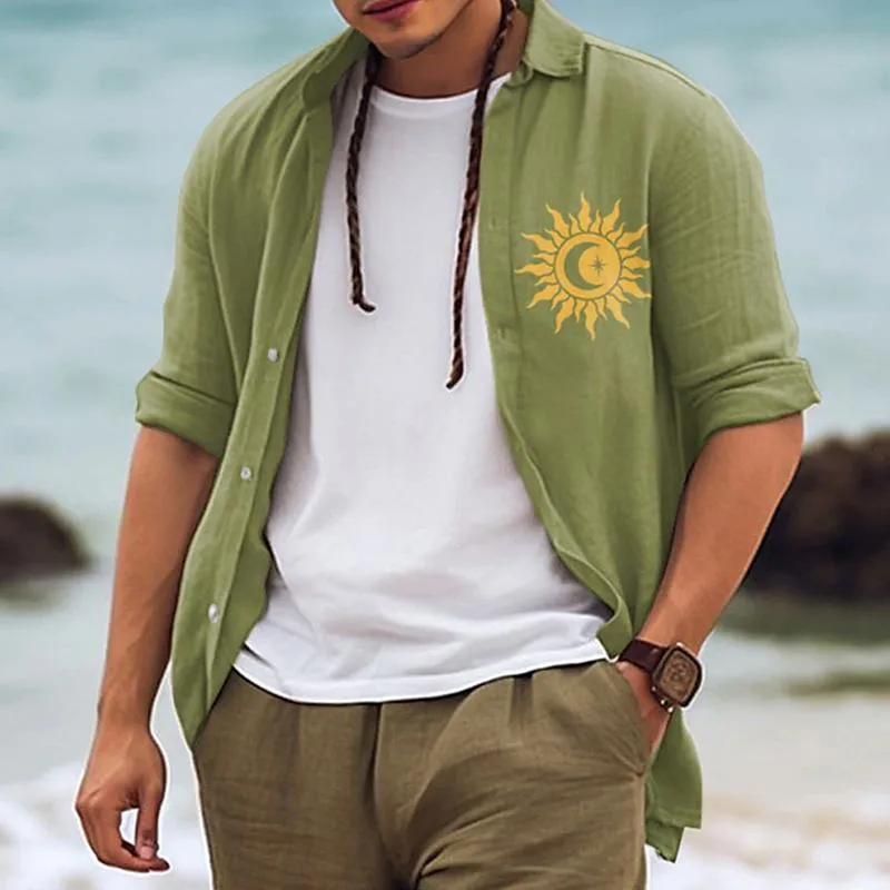 Men's Casual Printed Lapel Long Sleeve Shirt 50894857Y sold by Manly product image thumbnail 5