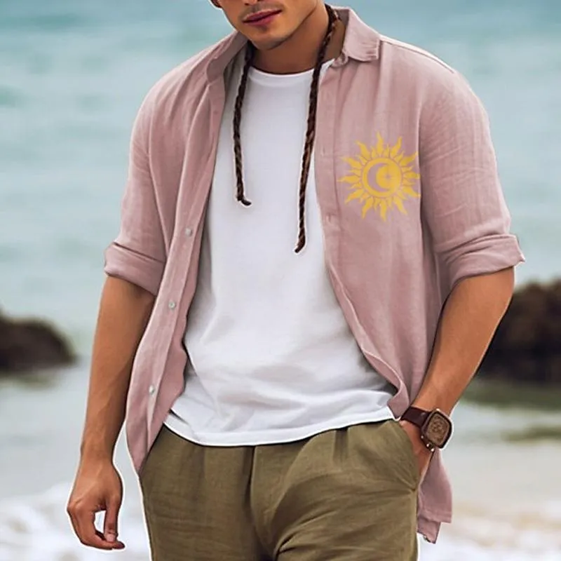 Men's Casual Printed Lapel Long Sleeve Shirt 50894857Y sold by Manly product image thumbnail 4