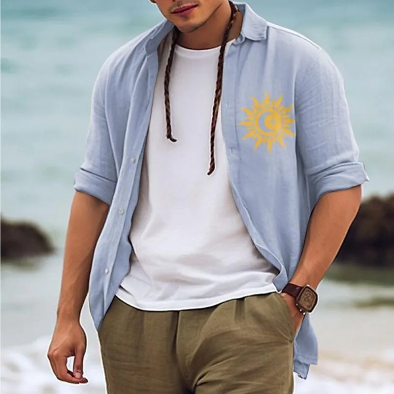 Men's Casual Printed Lapel Long Sleeve Shirt 50894857Y sold by Manly product image thumbnail 2