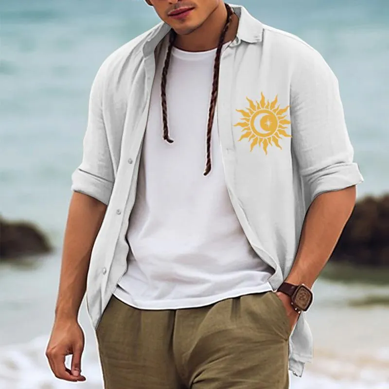 Men's Casual Printed Lapel Long Sleeve Shirt 50894857Y sold by Manly product image thumbnail 3