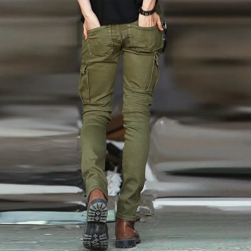 Men's Retro Motorcycle Stretch Pleated Zip Cargo Jeans 63036990Y sold by Manly product image thumbnail 3