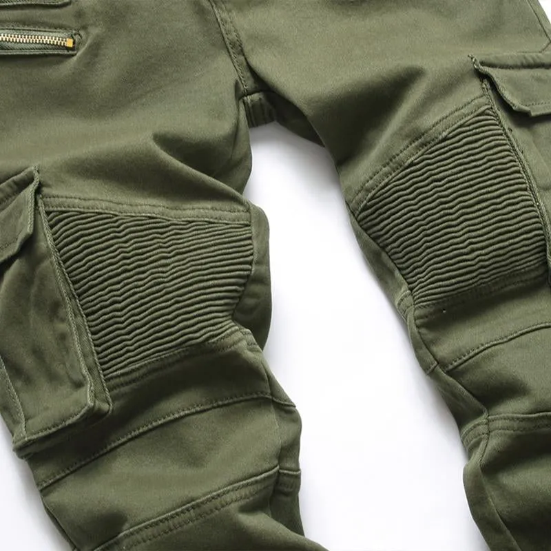 Men's Retro Motorcycle Stretch Pleated Zip Cargo Jeans 63036990Y sold by Manly product image thumbnail 5