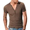Men's Henley Crew Neck Short Sleeve Henley T-shirt 66405442X sold by Manly
