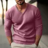 Men's solid color V-neck long-sleeved knitted pullover sweater 59954732X sold by Manly