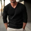 Men's solid color V-neck long-sleeved knitted pullover sweater 59954732X sold by Manly