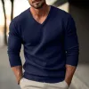 Men's solid color V-neck long-sleeved knitted pullover sweater 59954732X sold by Manly