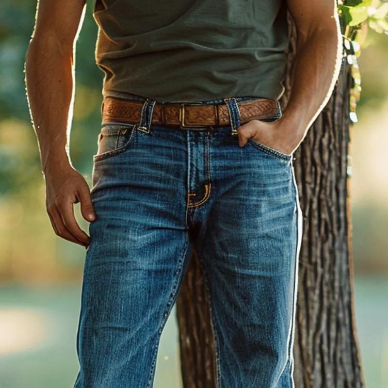 Men's Vintage Washed Distressed Loose Straight Jeans 92444688M sold by Manly product image thumbnail 3