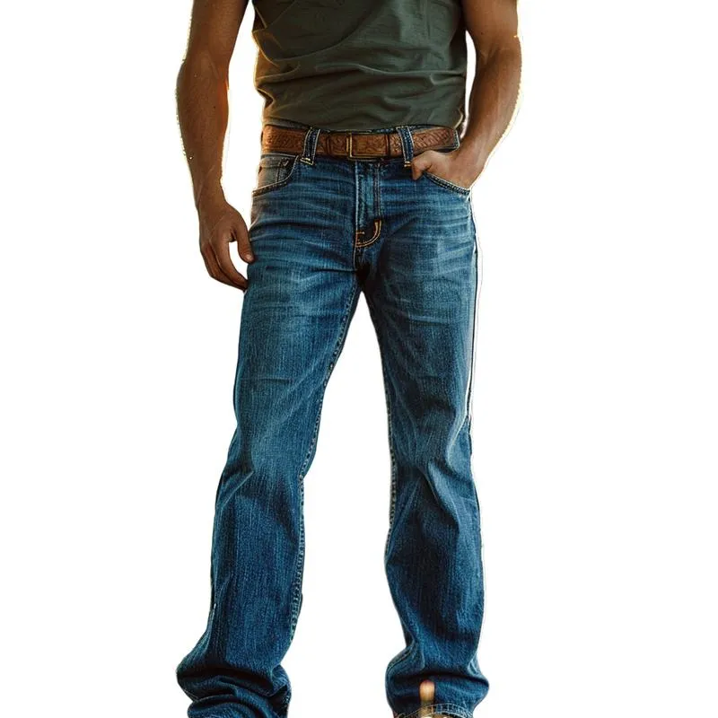 Men's Vintage Washed Distressed Loose Straight Jeans 92444688M sold by Manly