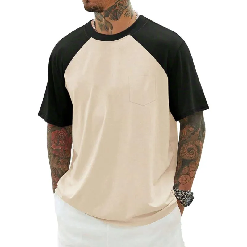 Men's Colorblock Raglan Chest Pocket Short Sleeve T-Shirt 29851346Y sold by Manly