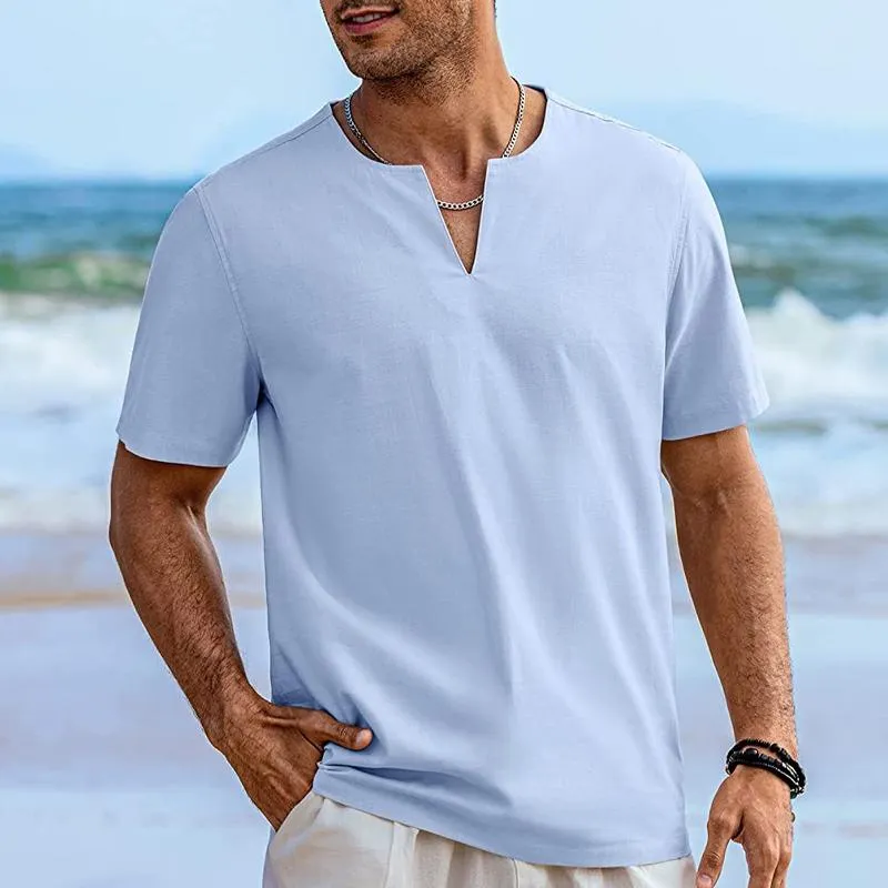 Men's Casual Solid Color V-Neck Short Sleeve T-Shirt 06653260Y sold by Manly product image thumbnail 2