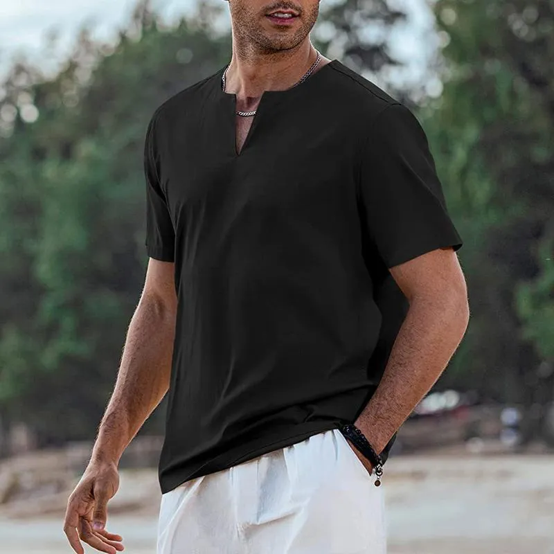 Men's Casual Solid Color V-Neck Short Sleeve T-Shirt 06653260Y sold by Manly product image thumbnail 5