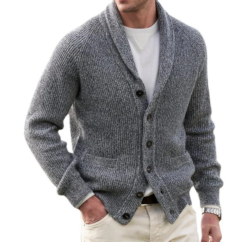 Men's Lapel Cardigan Button Knit Sweater 40231723X sold by Manly