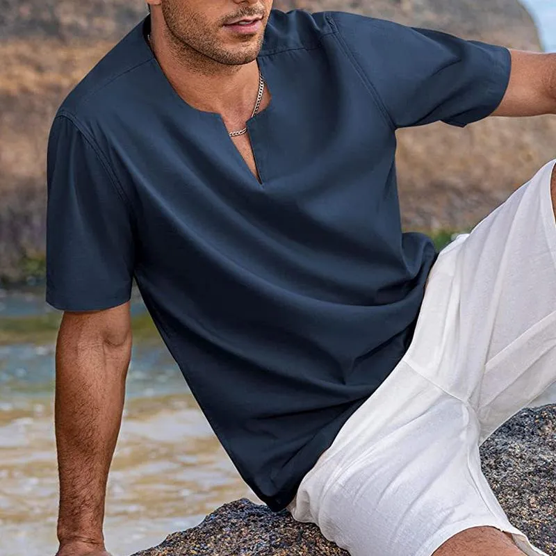 Men's Casual Solid Color V-Neck Short Sleeve T-Shirt 06653260Y sold by Manly product image thumbnail 3