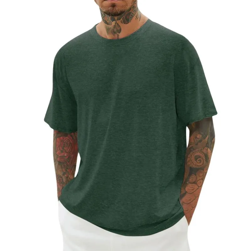 Men's Casual Round Neck Cotton Blend Loose Short-sleeved T-shirt 90109556M sold by Manly product image thumbnail 3