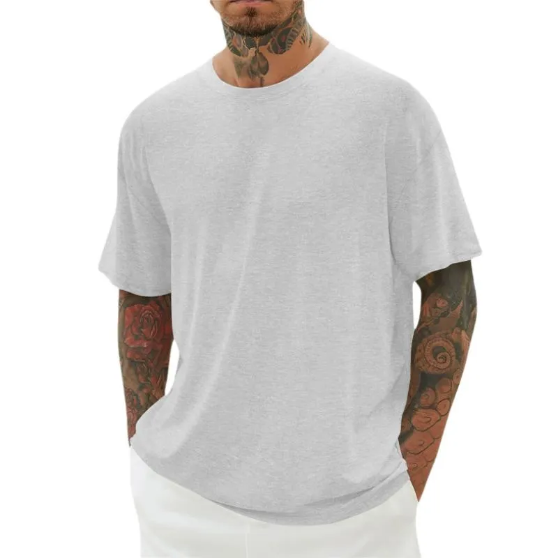 Men's Casual Round Neck Cotton Blend Loose Short-sleeved T-shirt 90109556M sold by Manly product image thumbnail 5