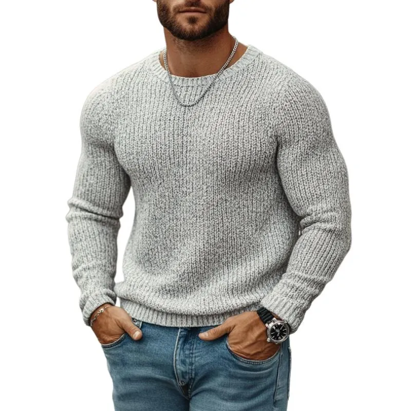 Men's Casual Round Neck Solid Color Slim Fit Pullover Knitted Sweater 94871979M sold by Manly