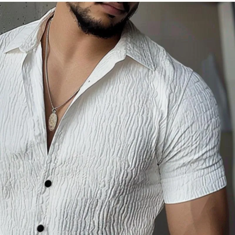 Men's Casual Vintage Short Sleeve Lapel Shirt 02725109TO sold by Manly product image thumbnail 3