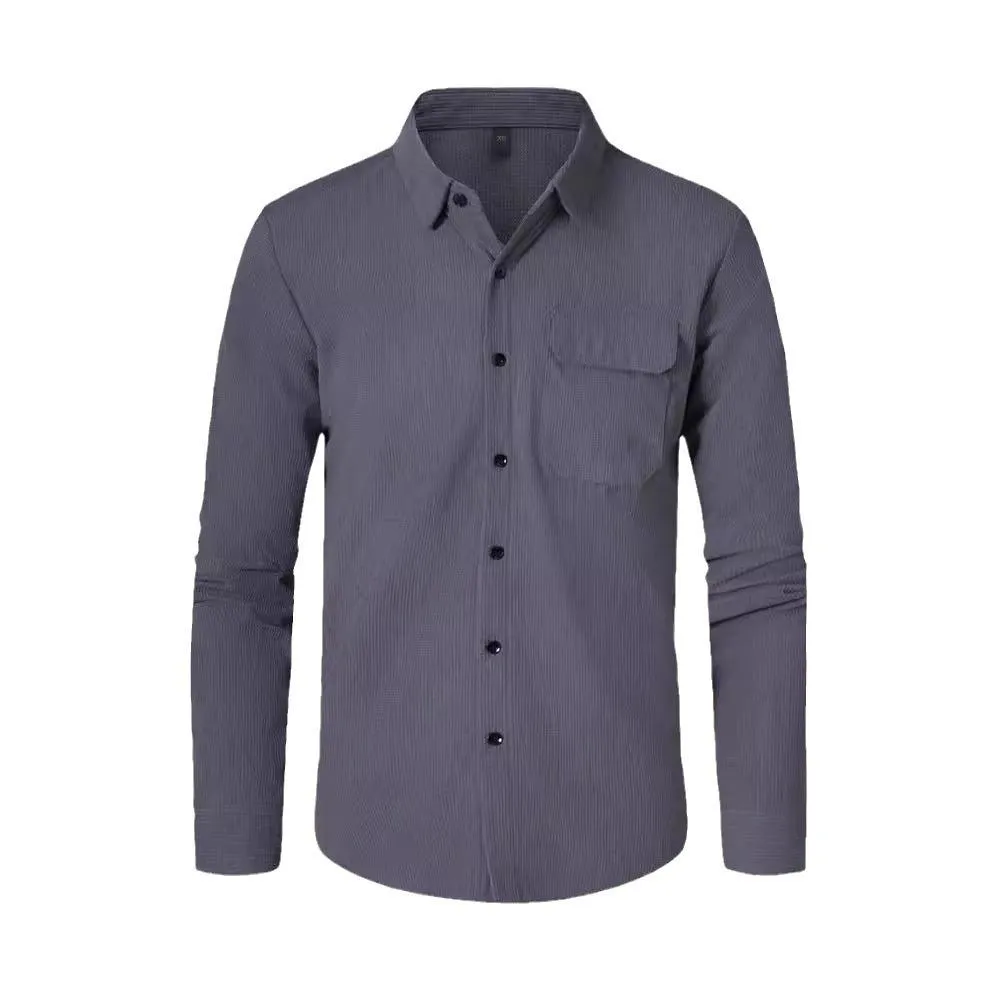 Men's Solid Color Corduroy Lapel Long Sleeve Shirt 40471258Z sold by Manly product image thumbnail 2