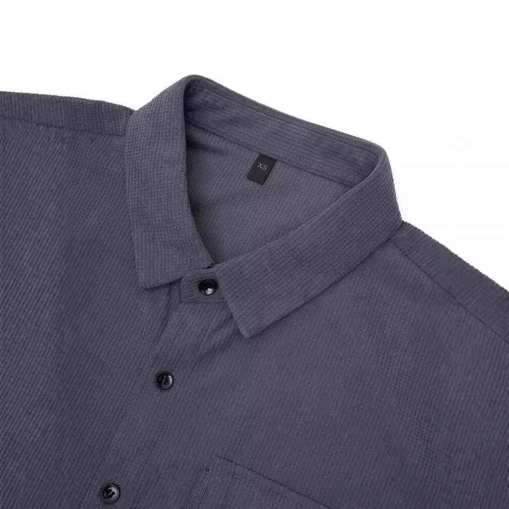 Men's Solid Color Corduroy Lapel Long Sleeve Shirt 40471258Z sold by Manly product image thumbnail 5