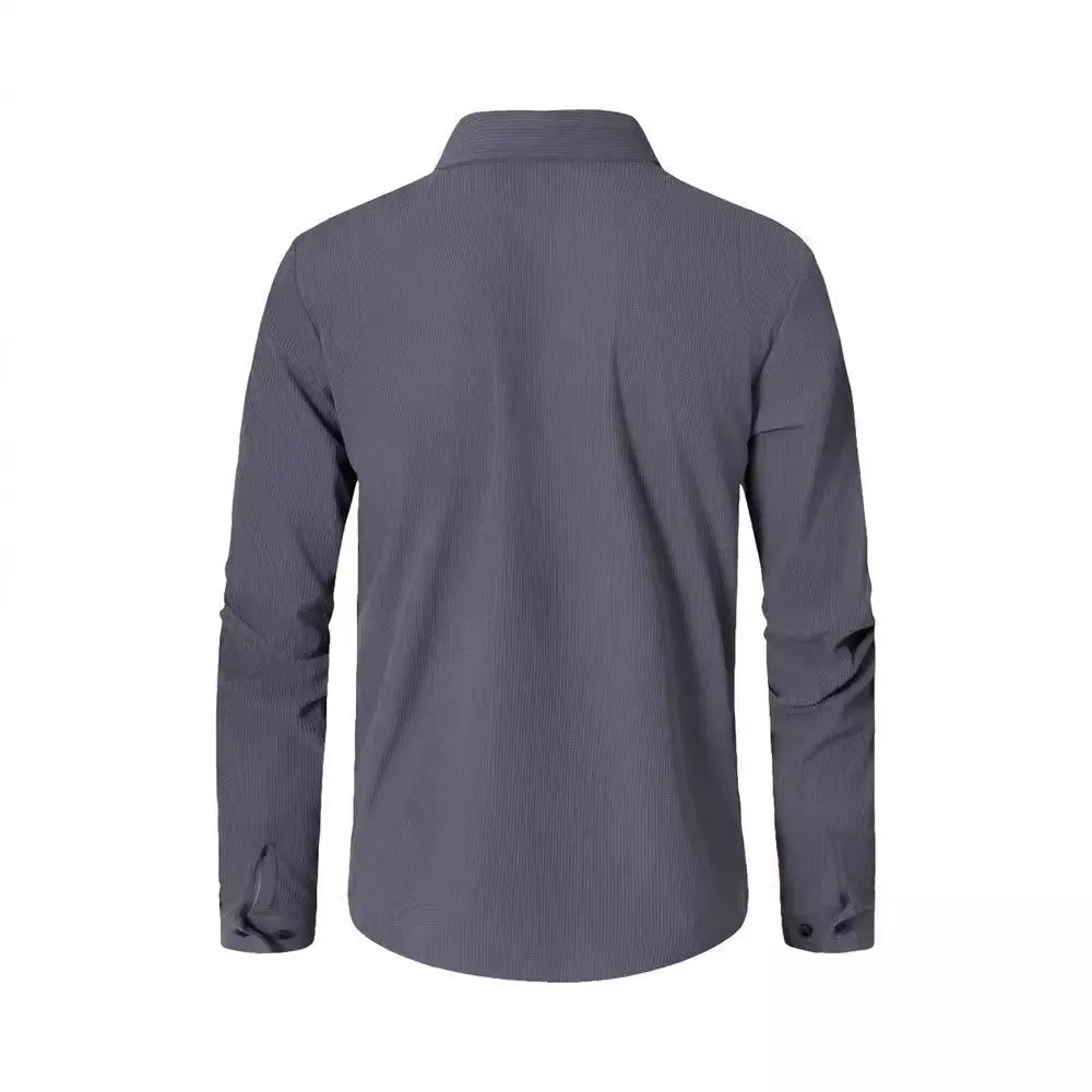 Men's Solid Color Corduroy Lapel Long Sleeve Shirt 40471258Z sold by Manly product image thumbnail 3