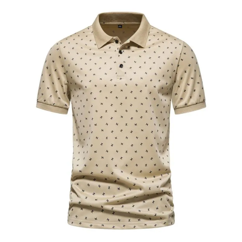 Men's Casual Printed Lapel Short Sleeve Polo Shirt 82211733M sold by Manly