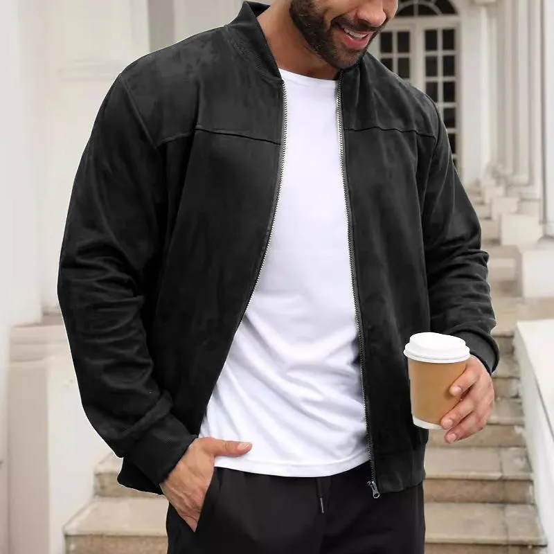 Men's Fashion Suede Stand Collar Zip Casual Jacket 45659342Z sold by Manly product image thumbnail 4