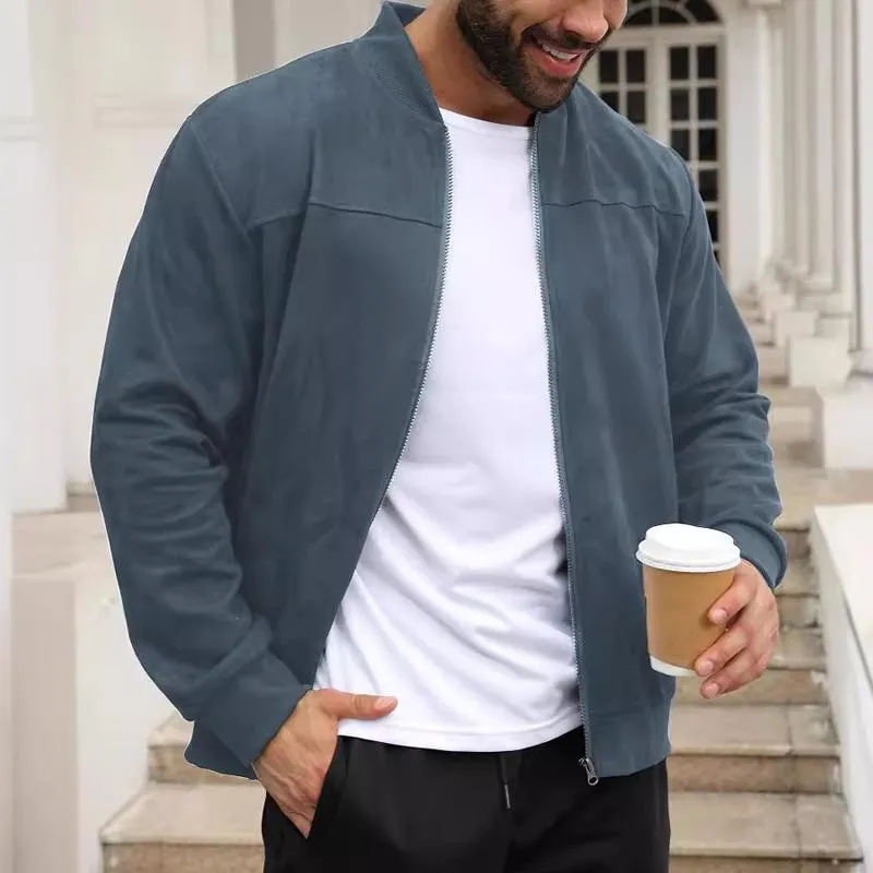 Men's Fashion Suede Stand Collar Zip Casual Jacket 45659342Z sold by Manly product image thumbnail 3