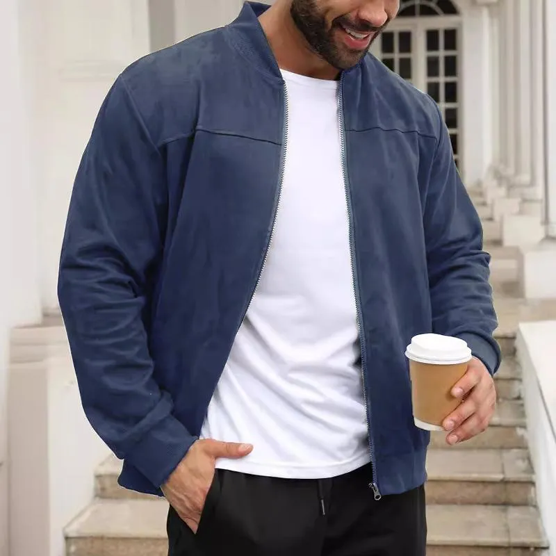 Men's Fashion Suede Stand Collar Zip Casual Jacket 45659342Z sold by Manly product image thumbnail 5