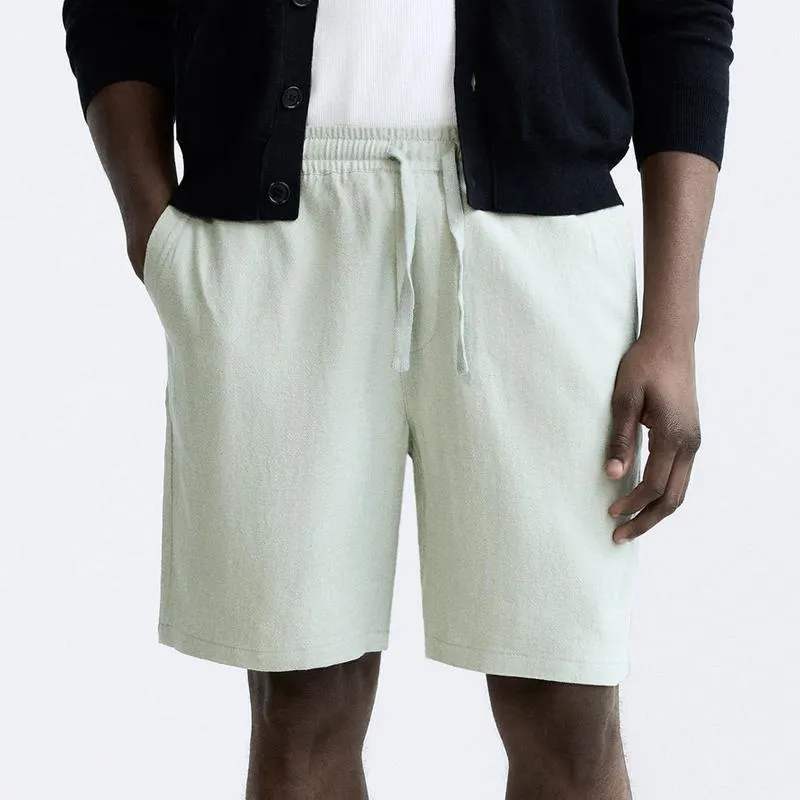 Men's Striped Linen Elastic Waist Straight Casual Shorts 48920371Z sold by Manly product image thumbnail 4