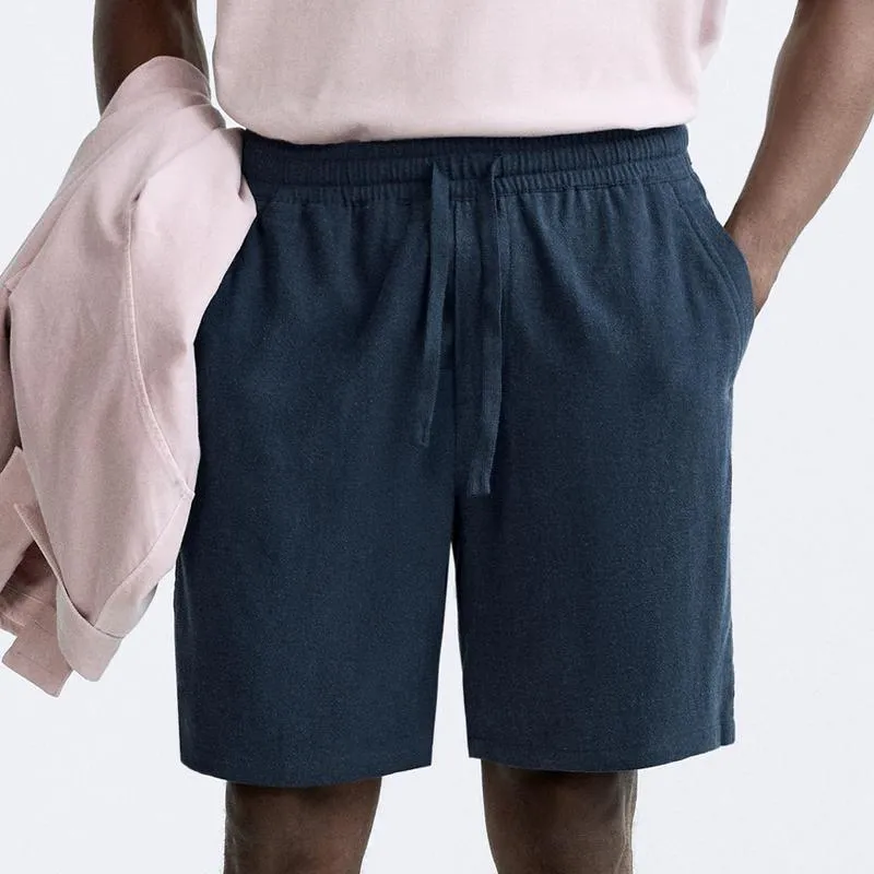 Men's Striped Linen Elastic Waist Straight Casual Shorts 48920371Z sold by Manly product image thumbnail 5